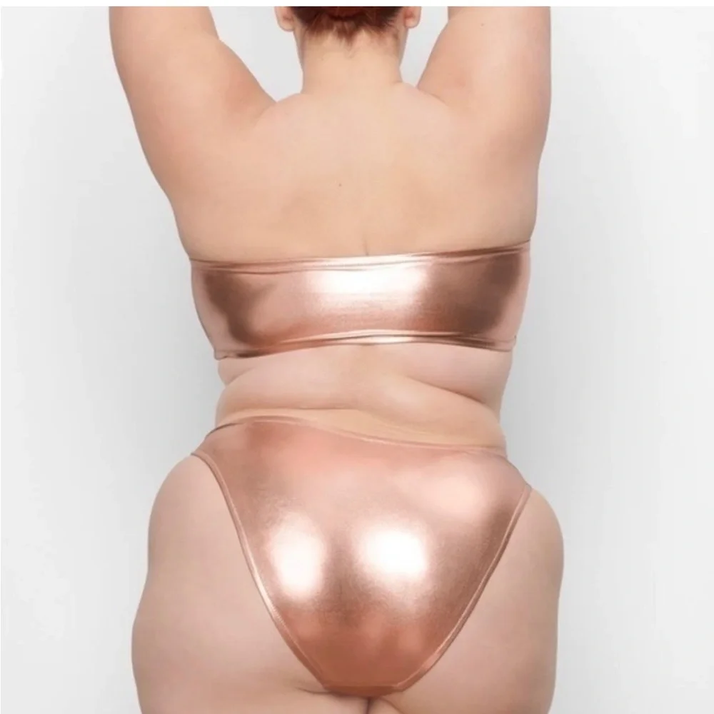 Skims Metallic Rose Gold Bikini Bottom NWT